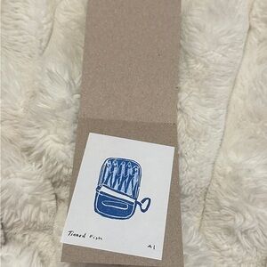 Blue Fish Illustration on Brown Card